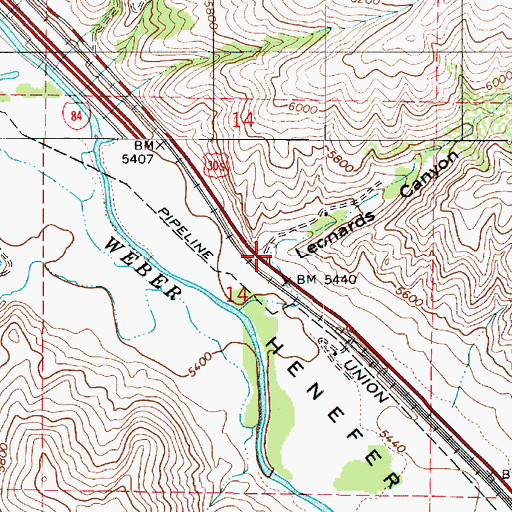 Topographic Map of Leonards Canyon, UT