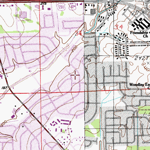 Topographic Map of Woodley Park, AL
