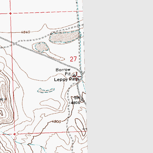 Topographic Map of Leppy Pass, UT