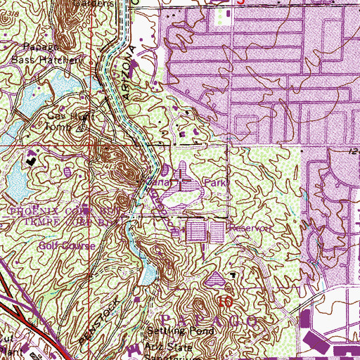 Topographic Map of Canal Park, AZ