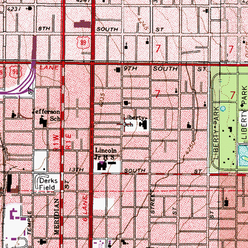 Topographic Map of Lincoln Elementary School, UT