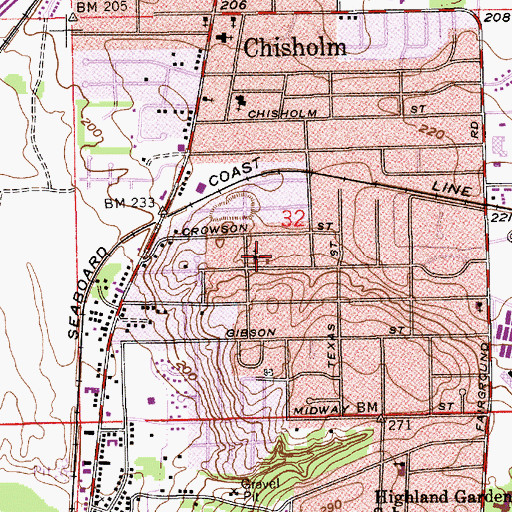 Topographic Map of Yarbrough Street Baptist Church, AL