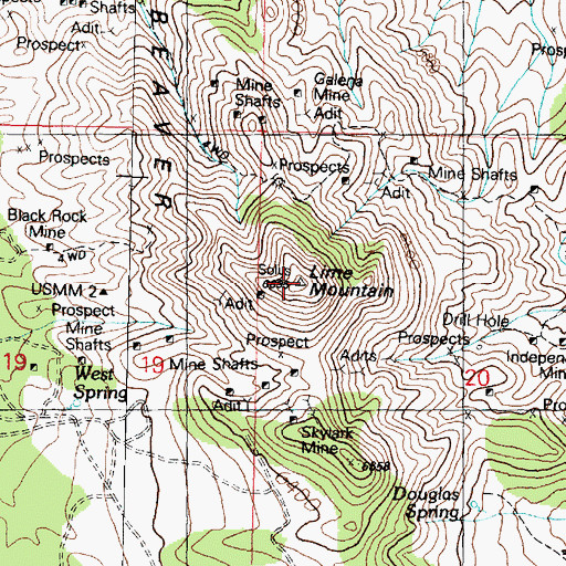 Topographic Map of Lime Mountain, UT