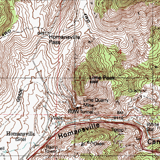Topographic Map of Lime Peak, UT