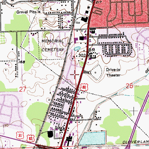 Topographic Map of Young Forte Village, AL