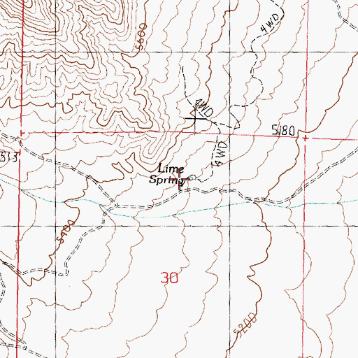 Topographic Map of Lime Spring, UT