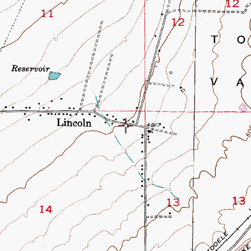 Topographic Map of Lincoln, UT