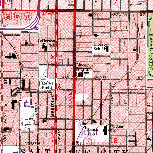Topographic Map of Lincoln Junior High School, UT