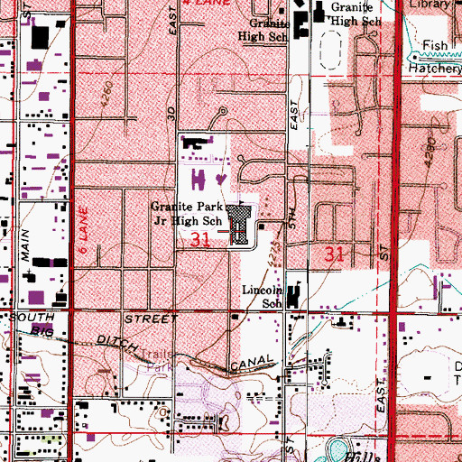 Topographic Map of Lincoln Elementary School, UT