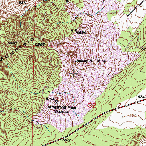 Topographic Map of Lindsay Hill Mine, UT