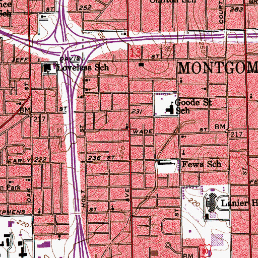 Topographic Map of Zion Hill Baptist Church, AL