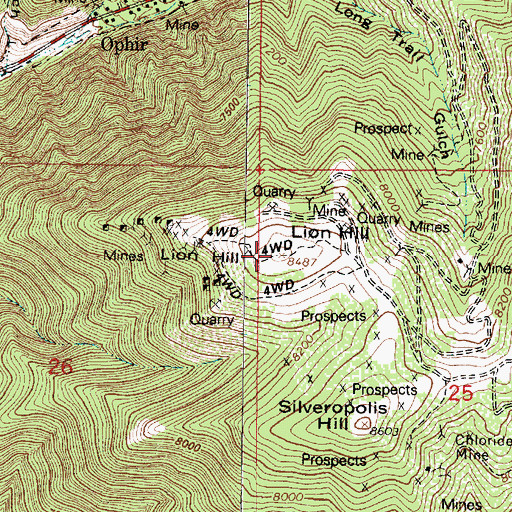 Topographic Map of Lion Hill, UT