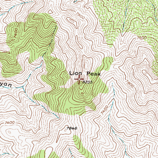 Topographic Map of Lion Peak, UT