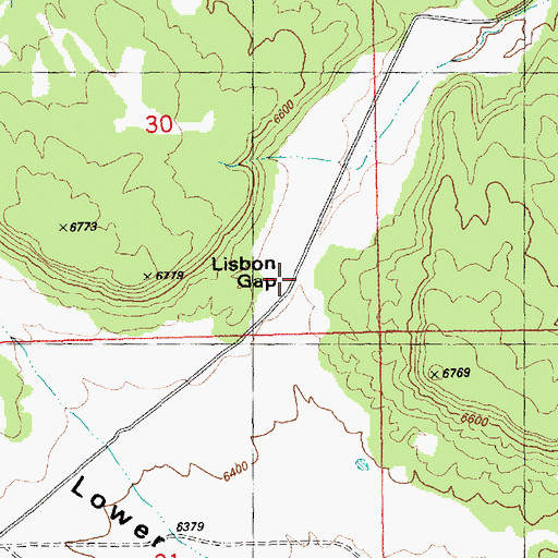 Topographic Map of Lisbon Gap, UT