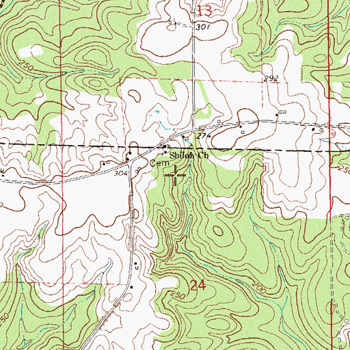 Topographic Map of Shiloh Cemetery, AL