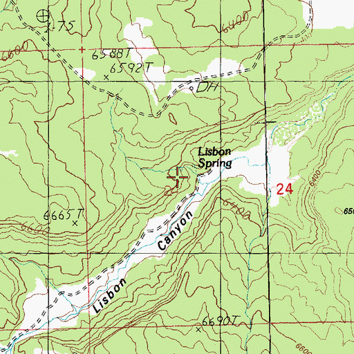 Topographic Map of Lisbon Spring, UT