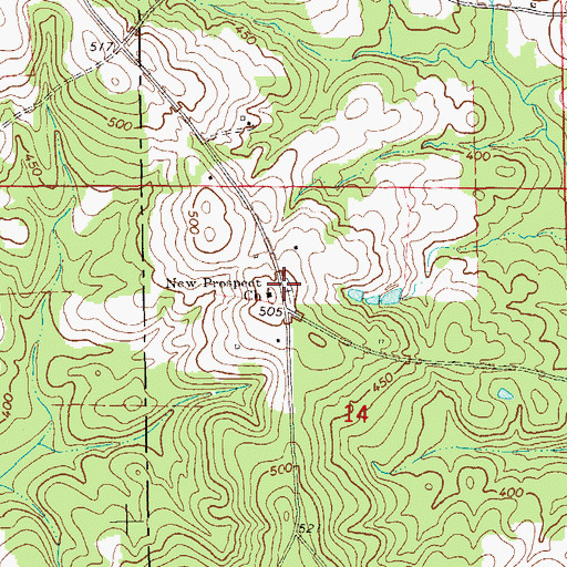 Topographic Map of Prospect Cemetery, AL