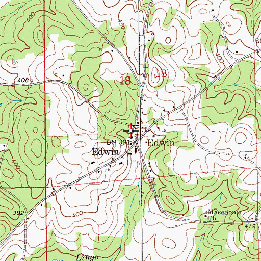 Topographic Map of Edwin Cemetery, AL