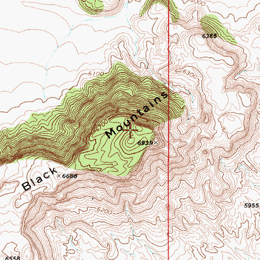 Topographic Map of Little Black Mountains, UT