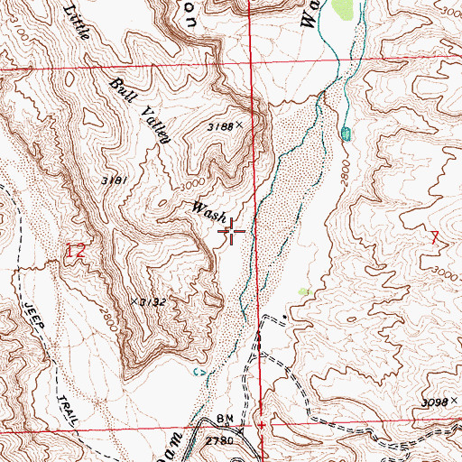 Topographic Map of Little Bull Valley Wash, UT
