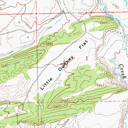 Topographic Map of Little Donkey Flat, UT