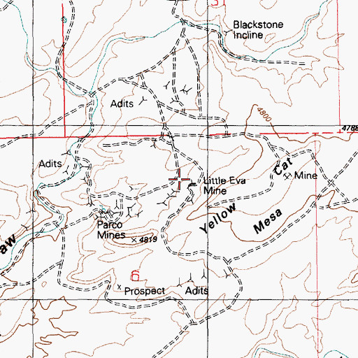 Topographic Map of Little Eva Mine, UT