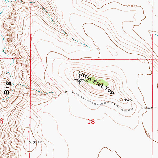 Topographic Map of Little Flat Top, UT
