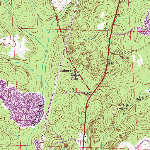 Topographic Map of Liberty Cemetery, AL