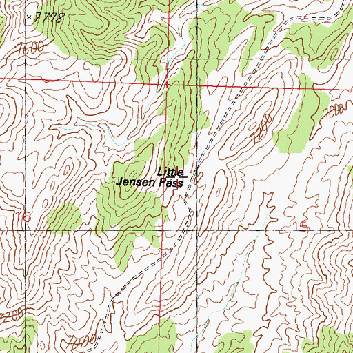 Topographic Map of Little Jensen Pass, UT