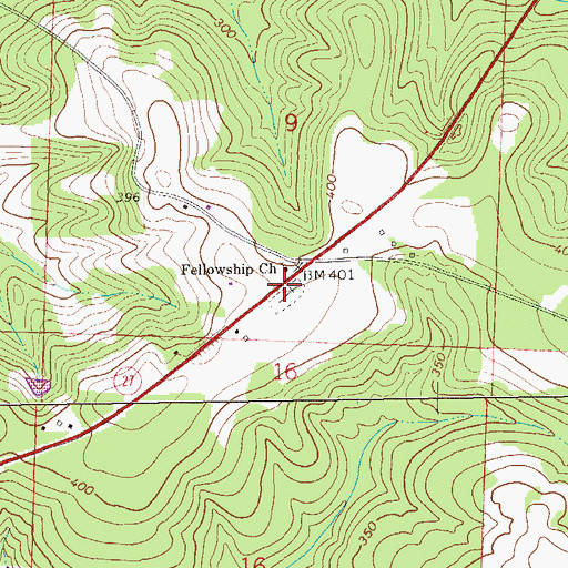 Topographic Map of Roeville Cemetery, AL