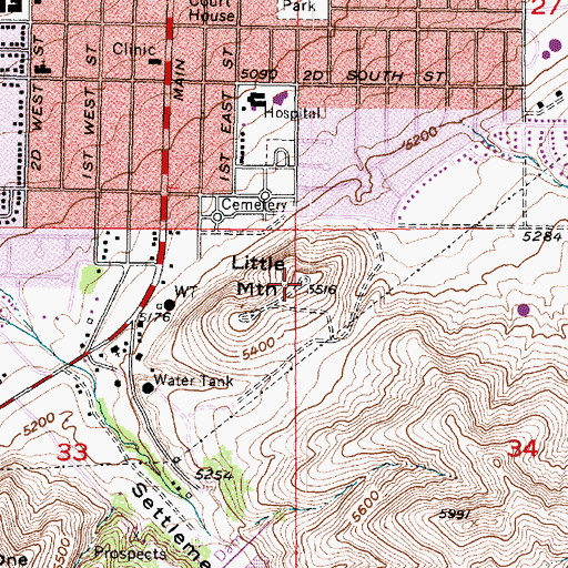 Topographic Map of Little Mountain, UT
