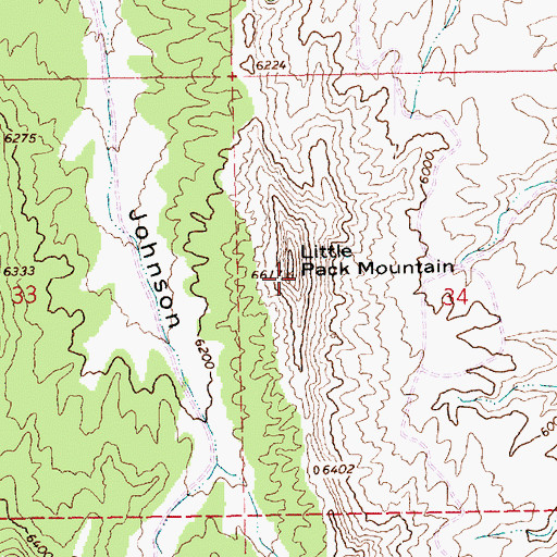 Topographic Map of Little Pack Mountain, UT