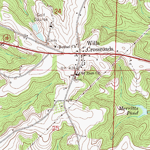 Topographic Map of Old Zion Cemetery, AL