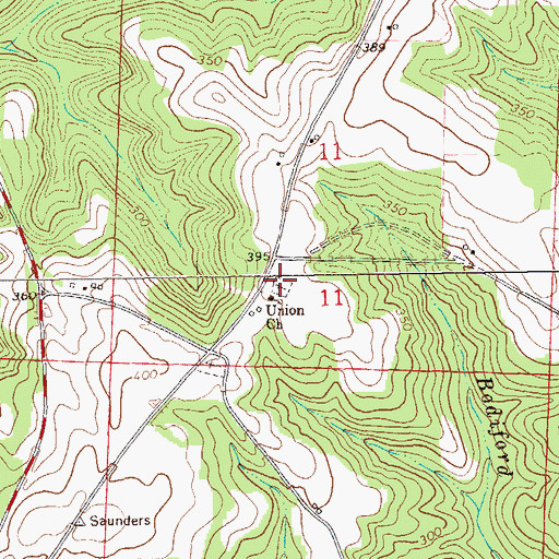 Topographic Map of Union Cemetery, AL