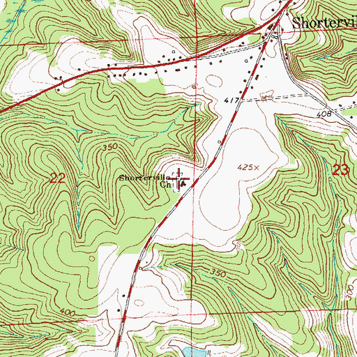 Topographic Map of Shorterville Cemetery, AL