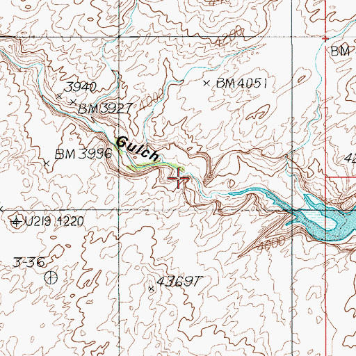 Topographic Map of Llewellyn Gulch, UT