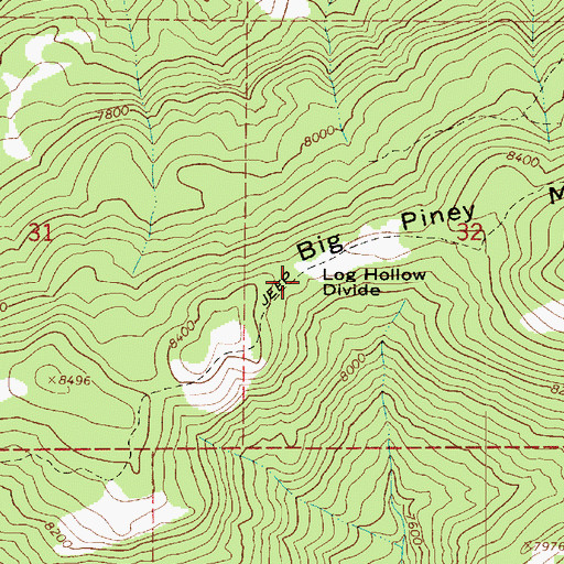 Topographic Map of Log Hollow Divide, UT
