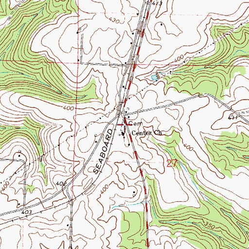 Topographic Map of Center Cemetery, AL
