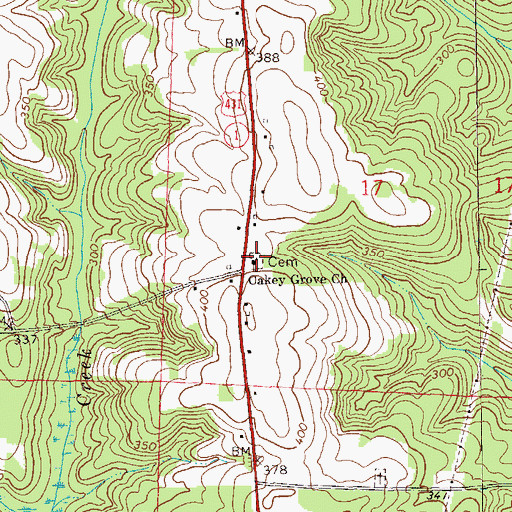 Topographic Map of Oaky Grove Cemetery, AL