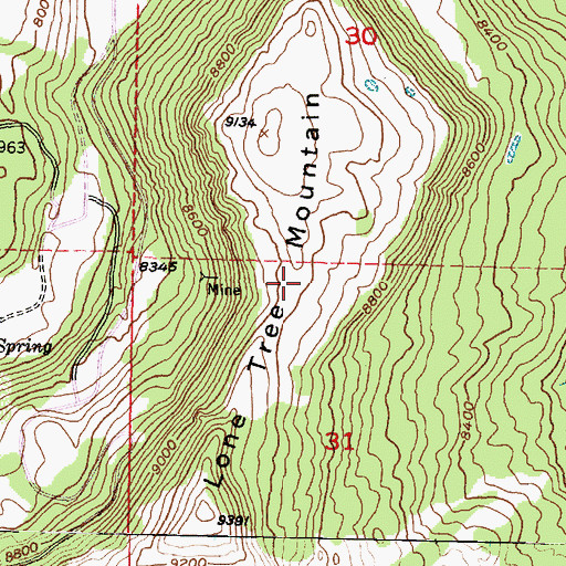 Topographic Map of Lone Tree Mountain, UT