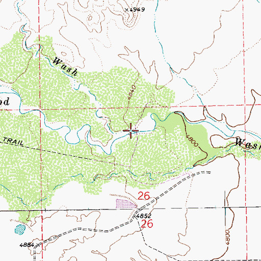Topographic Map of Long Canyon Wash, UT