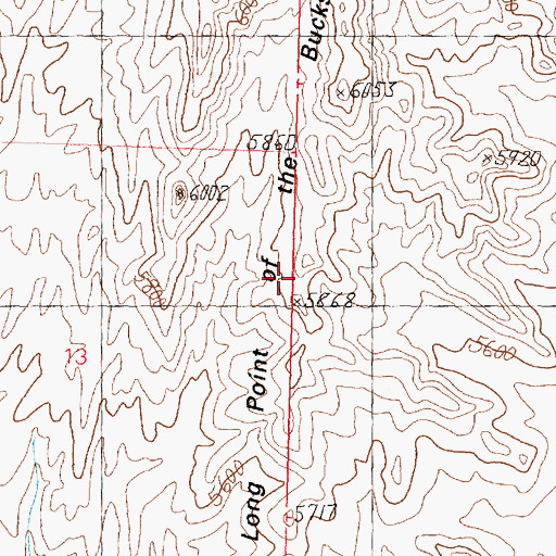 Topographic Map of Long Point of the Buckskins, UT