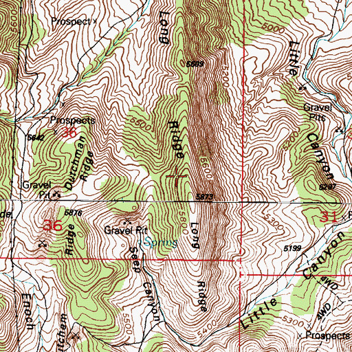 Topographic Map of Long Ridge, UT