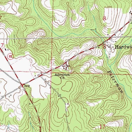 Topographic Map of Adoniram Cemetery, AL