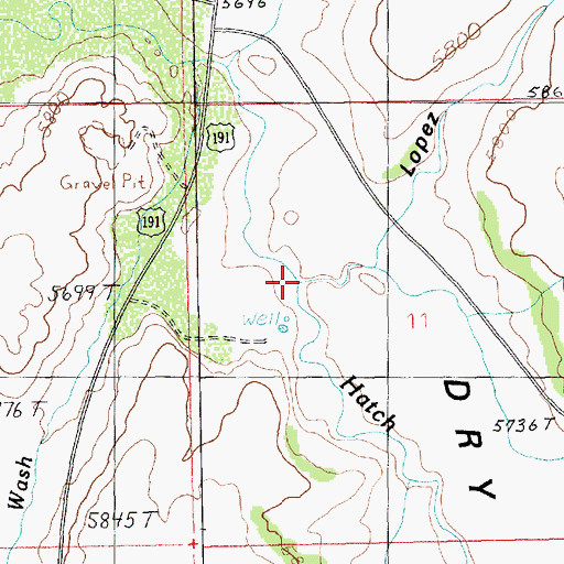Topographic Map of Lopez Gulch, UT