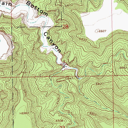Topographic Map of Lower Bottom Canyon, UT