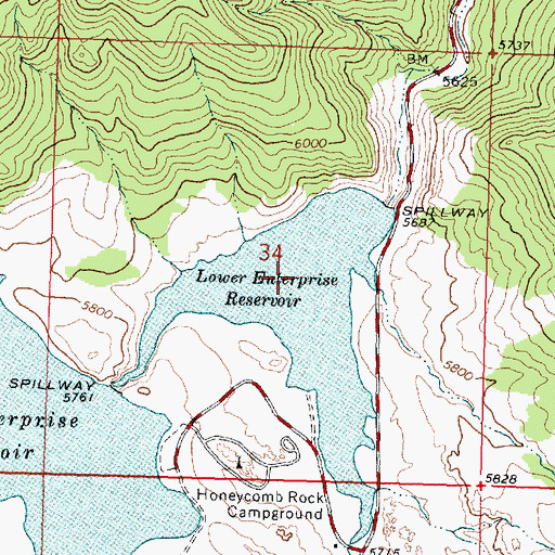 Topographic Map of Lower Enterprise Reservoir, UT