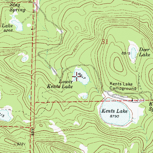 Topographic Map of Lower Kents Lake, UT