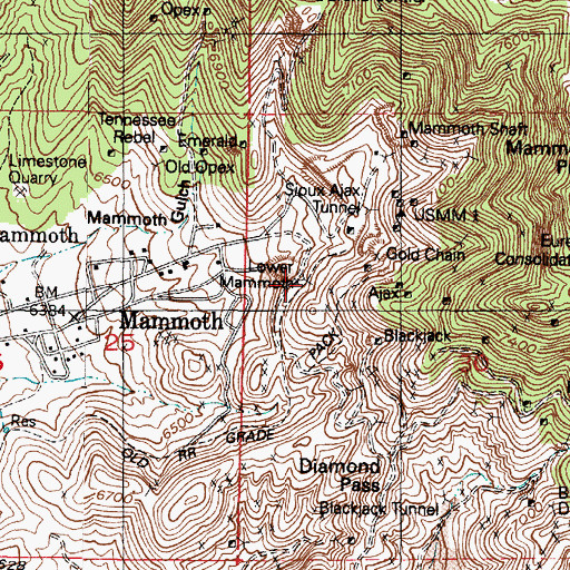 Topographic Map of Lower Mammoth, UT