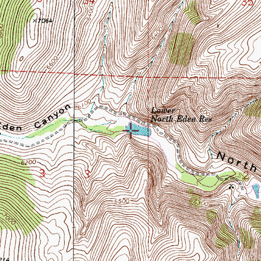 Topographic Map of Lower North Eden Reservoir, UT